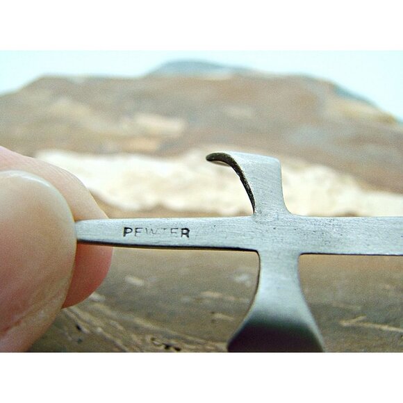 Pewter Sword Pendant Rustic Viking Cross Drophog Stamped Punk Gothic 1.75 X 1 in - Picture 8 of 10